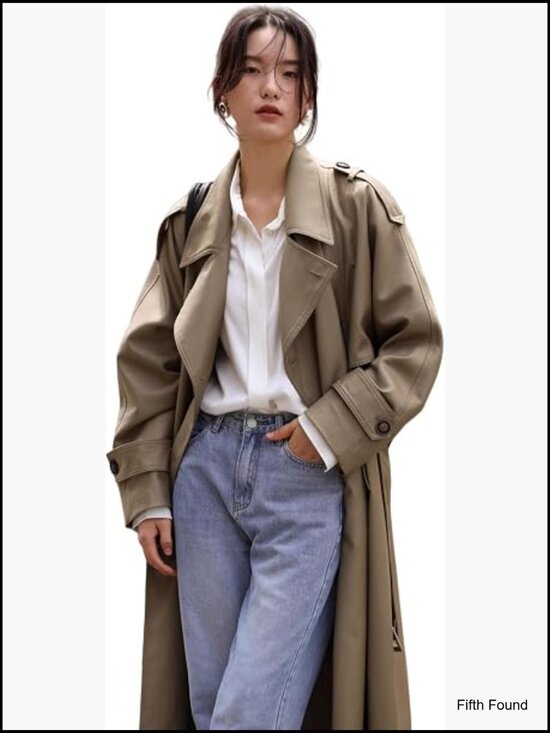 Jackets & Blazers - Classic Long Double-Breasted Women Trench Coat with Belt Spring Fall